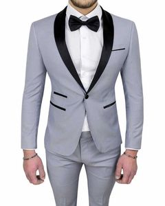 Ternos masculinos Blazers Custom fez um botão de casamento de casamento para homens cinza de melhor homem masculino noivo smokings smok