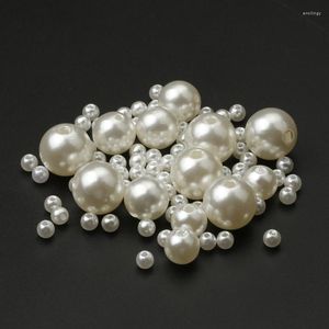 Beads 4/6/8/10MM Have Hole ABS Imitation Pearl Round Loose For DIY Jewelry Making Supplies Bracelets Women