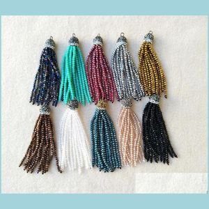 Pendant Necklaces 10Pcs Mixed Color Crystal Faceted Glass Tassels Pendant Rhinestone Caps Charm Diy Earrings Jewelry Necklace Making Dhexi