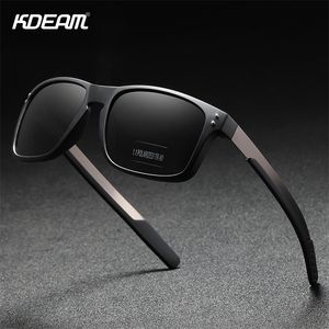 Sunglasses KDEAM Rectangular Polarized Men Outdoor Driving Sun Glasses Man TR90 Flexible Frame Mix Stainless Steel Temple 221101