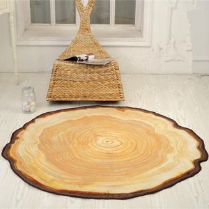 Mattor golvmattor runda för vardagsrumsdekoration mattor kreativa mattor brunt konstgjort trä anpassat föremål