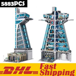 Blocks 5883 PCS MOC 55120 Hero Tower Iron Tower Man Base Model With LED Lights Building Block Bricks Toys Födelsedag Christmas Gifts T221101