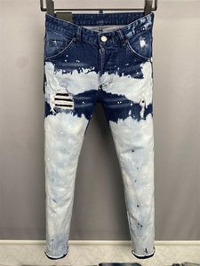 Роскошные дизайнерские мужские джинсовые брюки D2 с квадратной вышивкой, модные брюки с дырками, мужская одежда, размер США 25sgn