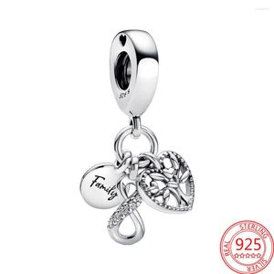 Ciondoli Famiglia originale Infinito Triplo ciondolo con ciondolo albero Bracciale adatto S925 Gioielli in argento per ragazza Regalo di compleanno