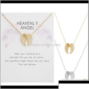 Hänghalsband mode smycken himmelska dubbla ängelvingar halsband med kort som säljer g1egi zsold drop leverans 202 otzvr