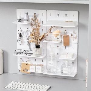 Förvaringslådor upp hål brädskrivbord rum rack stansfria arrangörer dekor vägghål krokar hyllan hemtillbehör gör arrangör