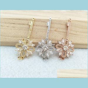 Pendant Necklaces 5 Pcs Tiny Cz Crystal Key Shaped Charm Zircon Stone Micro Pave Pendant Women Jewelry Finding Diy Necklace Making P Dhyum