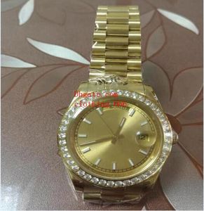 Luxury masculino SAPPHIRE 218348 41mm Diamond Belief Champagne Gold Gold Mechanical Automatic Stainless Aço Aço Classic Watch Watch Original Box Paper