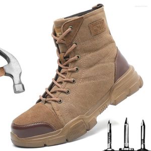 Stövlar Labour Insurance Shoes and Men s Anti Smashing Anti Piercing Safety Steel Toe Cap slitstempent High top Protective