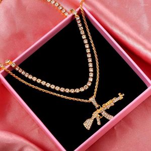 Łańcuchy Caraquet Fashion Crystal Gun Naszyjnik dla kobiet Bling Bling Rhinestone Choker 2022 Osobowość Bijoux Prezent