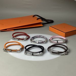 luxury designer charm bracelet Rope leather silver bucket bangles bracelets for women jewelry with box