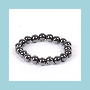 Beaded Women Black 6/8/10 Cool Magnetic Armband Beads Hematite Stone Therapy Health Care Magnet Mens smycken Drop Delivery 2022 BRAC DHPGK