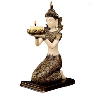 Candle Holders Vintage Holder Metal Candelabra Buddha With A Goddess Offering Statue Budas Decorativos Figuras