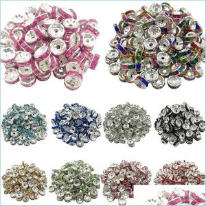 Andere 50 stücke 8mm DIY Siver Legierung Runde Acryl Kristall Spacer Lose Perlen Für Halskette Armband Metall Charms Schmuck drop Lieferung 20 DHA4F