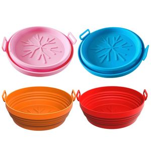 Foldable Air Fryer Silicone Pot Non Stick Baking Tray Fried Chicken Basket Mat Air Fryers Liner Replacemen Grill Pan Tool LX5234