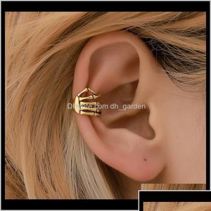 Ear Cuff Jewelry Drop Delivery 2021 Fashion Punk Style Skl Hand Spine Polsini Clip in oro per le donne Orecchini senza piercing Ottrb