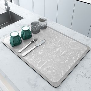 Coffee Bar Mats for Spill-proof Non-Slip Rubber Backed Coffee Kitchen Counter Dish Drying Pad 30x40cm