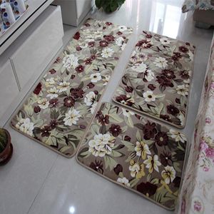 Carpets 3 Pcs Bathroom Mat Set Anti-slip Bath Rug Stone Soft Flannel Floral Mats Kitchen Living Room Toilet Carpet