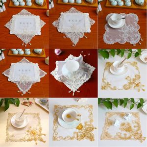 Lace Doilies Lace Embroidery Place Mats 27cm French Retro Table Mat Flower Pads Home Decoration