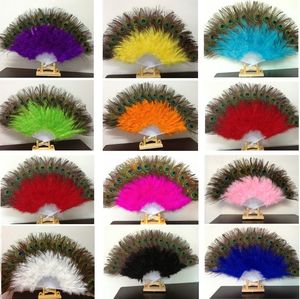 Świąteczna impreza Favor Peacock Feather Hand Fan Dancing Bridal Party Zaopatrzenie w Chiński styl Fani tańca klasycznego dla Partysupplies LT148