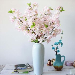 Dekorativa blommor Foreign Handel utmärkt produkt Artificial Lilac Flower Bridal Bouquet Cherry Blossom Silk Fake Wedding Diy Home Deco