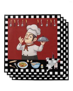 Table Napkin Chef Gourmet Knife And Fork Lattice Napkins Cloth Set Wedding Banquet Decor Christmas Tea Towel