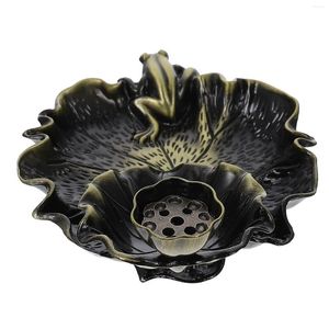 Fragrance Lamps 1Pc Lotus Leaf Backflow Incense Burner Chinese Style Zinc Alloy Decoration