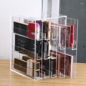 Pudełka do przechowywania akrylowa przezroczysta szminka Make Up kosmetyczna organizator wyświetlacza stojak koszyk uchwyt na cienia do powiek pionowa szuflada pudełka