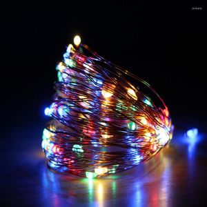 Strängar 10m/5m/2m batteridrivna LED Fairy Lights Copper Wire String Garland Garden Bedroom Party Wedding Decoration