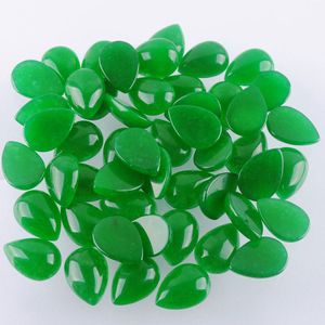 Natural Green Jade Capstones Teardrop 13x18mm Cabochon Brak dziury luźne koraliki do majsterkowania biżuterii produkcyjnej bransoletki naszyjnik