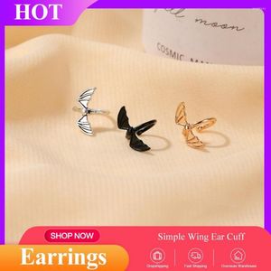 Rücken Ohrringe 1PC Gothic Ohr Manschette Schwarz Fledermaus Clip Auf Earcuff Femme Drachenförmige Clips Einfache Flügel Knochen