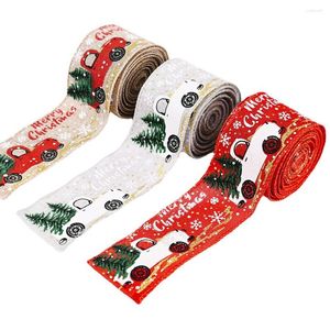 Christmas Decorations 5m 5cm Wide Wired RibbonXmas Snowflake Ribbon For Gift Wrapping DIY Crafts Year