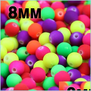 Other Top Quality 100Pcs Mixed Candy Color Acrylic Rubber Beads Neon Matte 8Mm Round Spacer Loose Fit Jewelry Handmade Diy Drop Deli Dhcdk