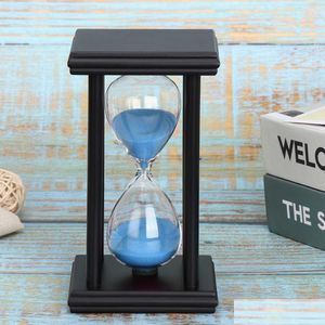 Decorative Objects Figurines Hourglass Sand Timer 45/60 Minutes Kitchen School Modern Wooden Hour Glass Sandglass Clock Tea Timers Dhu98