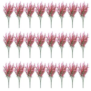 Fiori decorativi 24 pacchi Lavanda artificiale per esterni Finti Non sbiadiscono Piante in plastica sintetica Portico da giardino Scatola per finestre-Rosa rossa