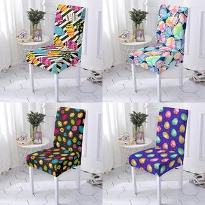 Chair Covers Cartoon Series Easter Egg Print Dining Cover Stool Kitchen All Inclusive Dustproof Washable Banquet Decoration