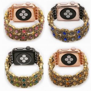 Tiras de pulseira de estiramento de ágata natural de luxo para Apple Watch Ultra 49mm Band 8 7 41mm 45mm 38mm 40mm 42/44mm jóias femininas Gem miçangas Ganda de vigia Iwatch Series 6 SE 5 3 3