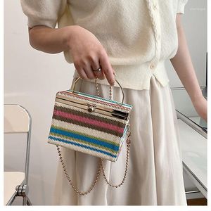 Evening Bags Bag Fashion Retro Ins Portable Chain Knitted Box Handbags Women Designer Purses And