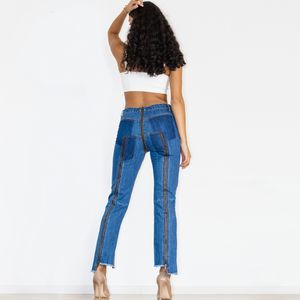 Shascullfites Melody Jeans con cerniera davanti e dietro sul cavallo per pantaloni da ginnastica per jeans da pole dance da donna