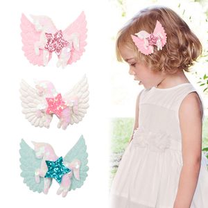 12st Ny baby Hairpin Korea Angel Wings Stj￤rnor H￥rn￥lar Barn paljetter Unicorn Horse Girls Headwear Handgjorda Princess Hair Clips Wholesale