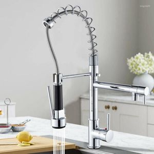 Kitchen Faucets Chrome Finish Faucet Pull Down Sprayer Swivel Single Handle Sink Mixer