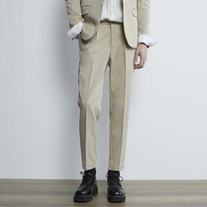 Herrbyxor koreansk stil casual mäns vårhöst elastisk icke-järn draperi är höga nio poäng små byxor