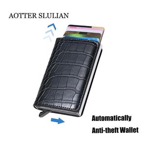 Wallets Rfid Smart Anti-theft Unisex Holders Business ID Card Case Fashion Soft Leather Automatically Pops Up Purses250c