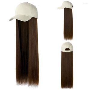 Ball Caps Hair Wig Hat One Body Berretto da baseball lungo 60 cm Moda diritta