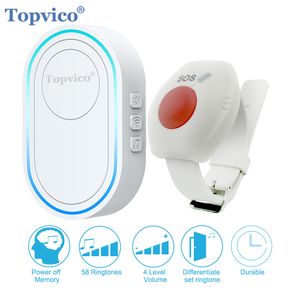 Acessórios de alarme Topvico Panic Button System Sistema Cuidador Pager SOS Pulseira Emergência 433MHz Relógio sem fio Ligue para os idosos 221101