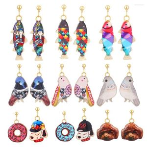 Baumeln Ohrringe Kleine Tier Hund Vogel Koreanische Drop Frauen Nette Emaille Frieden Taube Fisch Ohrring Weibliche Mode-Schmuck Ohrringe