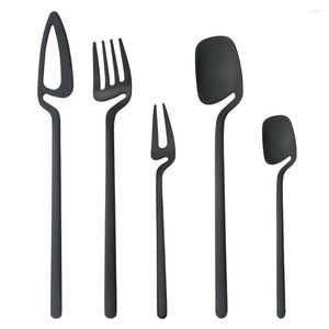 Flatware Sets Matte Black Dinner Set Knife Fruit Fork Coffee Tea Spoon Dinnerware 18/10 Stainless Steel Cutlery Kitchen Tableware