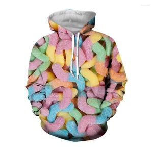 Erkek Hoodies Jumeast 3D Renkli Şekerler Baskılı Erkekler Grafik Sokak Giyim Sonbahar Estetik Kapüşonlu Sweatshirts Unisex Tatlı Kawaii Giysileri