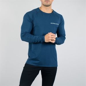 Turnhallen 2024S Mode ALPHALETE Bodybuilding Mode Sporting Männer Langarm Fiess Männer Solide Hochwertige T-Shirts 's