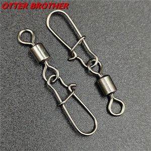 Fishing Hooks 50Pcslot 1#14# Carp Fishing Accessories Connector Pin Bearing Rolling Swivel Stainless Steel Snap Fishhook Lure Swivels Tackle 221101